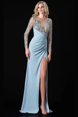 Terani Couture 2111M5266 Embellished Long Sleeve Sheath Dress
