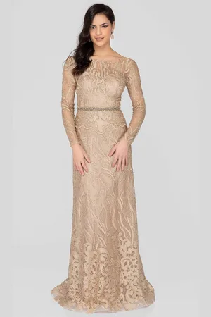 Terani Couture 1913E9229 Embellished Lace Long Sleeve A-line Dress