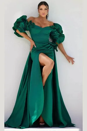 Terani Couture 232M1510 - Off-Shoulder Satin Evening Dress