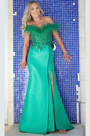 Terani Couture 241E2490 - Feather Fringed Mermaid Evening Dress
