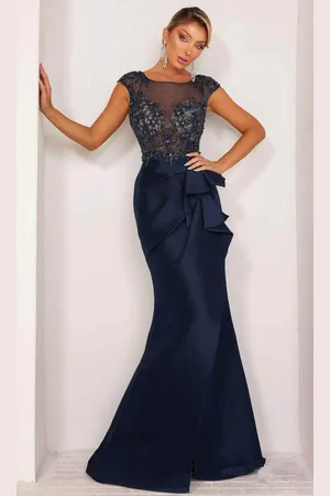 Terani Couture 232E1300 - Bejeweled Cap Sleeve Evening Dress