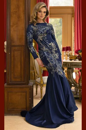 Terani Couture 242M3331 - Embroidered Long Sleeve Prom Gown
