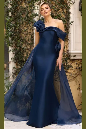 Terani Couture 242M3342 - Ruffled Shoulder Overskirt Evening Gown