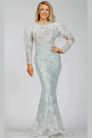 Terani Couture 231M0491 - Fur Ornate Mermaid Evening Gown