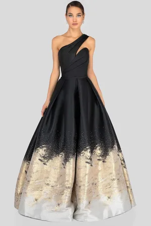 Terani Couture 1912E9180 Two Tone Asymmetric Junior Prom Pleated Ballgown