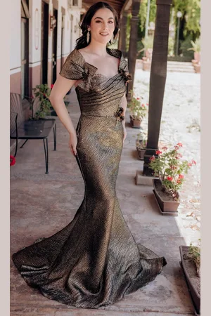 Terani Couture 232M1518 - Pleated Bodice Off-Shoulder Prom Gown
