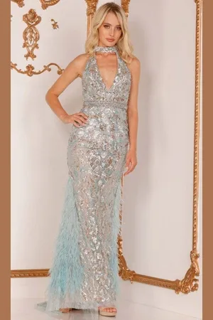 Terani Couture 2027GL3246 High Halter Cutout Long Dress