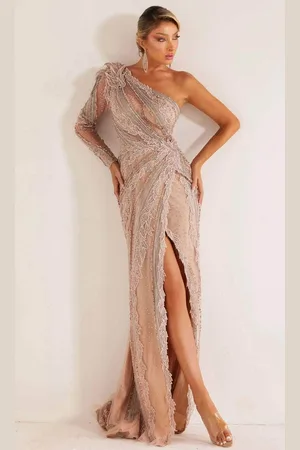 Terani Couture 241GL2653 - One-Shoulder Beaded Evening Dress