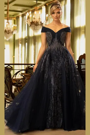 Terani Couture 242M3347 - Rhinestone Embellished Off-Shoulder Ballgown