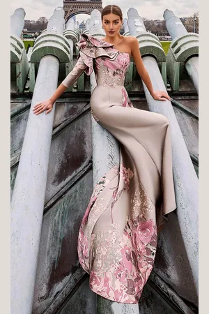 Terani Couture 242E3159 - One-Shoulder Printed Jacquard Prom Gown