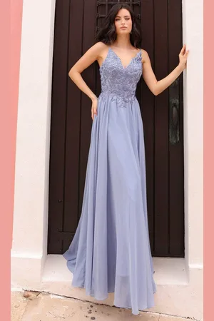 Nox Anabel C1462 - Floral Embroidered V-Neck Prom Dress