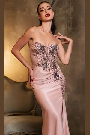 May Queen MQ2119 - Elegant Strapless Corset Prom Gown