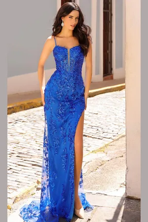 Nox Anabel G1363 - Sequined Plunging V-Neck Evening Dress