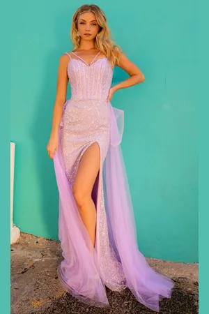 Nox Anabel Y1475 - Embellished Sleeveless Prom Gown With Overskirt