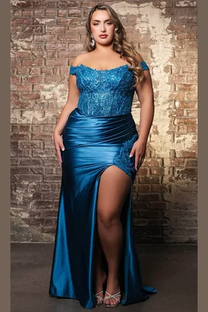 May Queen RQ8183 - Embellished High Slit Evening Dress