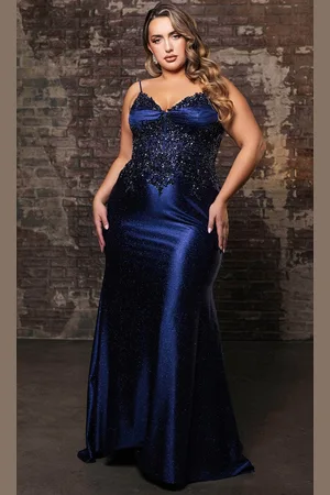 May Queen MQ2122 - Sequin V-Neck Evening Dress