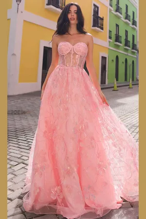 Nox Anabel T1332 - Floral Printed Corset Prom Gown