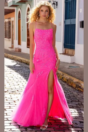 Nox Anabel P1401 - Scoop Sequin Lace Prom Dress