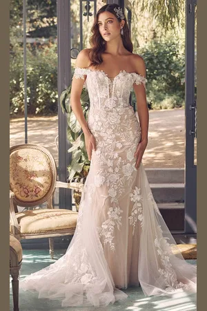 Nox Anabel JE974 - Off Shoulder Floral-Detailed Gown