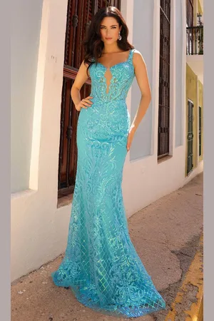 Nox Anabel E1274 - Wide Strap Sequin Evening Dress