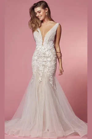 Nox Anabel Bridal JE917 - Plunging V-Neck Bridal Gown