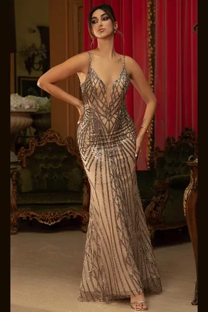 May Queen RQ8149 - Elegant Rhinestone Sheer Corset Prom Gown