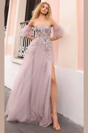 Nox Anabel E1453 - 3D Floral Embellished Strapless Prom Gown