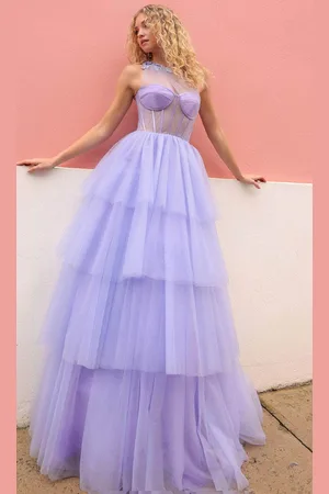 Nox Anabel P1400 - One Sleeve Sheer Corset Prom Gown