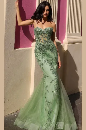 Nox Anabel G1258 - Foliage Embroidery Mermaid Evening Dress