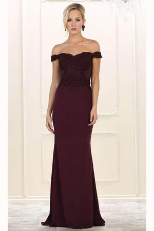 May Queen MQ1529 - Appliqued Off Shoulder Long Gown