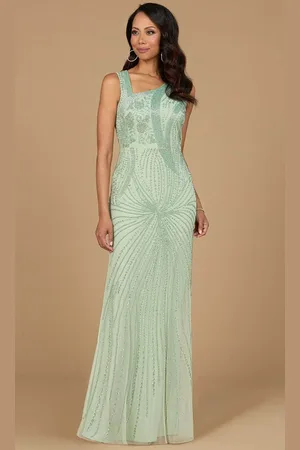 Lara Dresses 28976 - Wide Strap Beaded Asymmetric Evening Dress