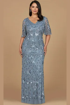 Lara Dresses 28975 - Short Sleeve Beaded Sequin Evening Dress