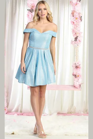 May Queen MQ1877 - Glitter Off Shoulder Cocktail Dress