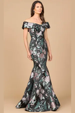 Lara Dresses 28919 - Floral Brocade Off-Shoulder Mermaid Evening Gown