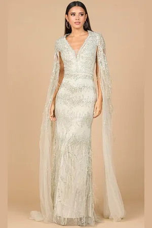Lara Dresses 28969 - V-Neck Feather Details Prom Gown