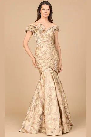 Lara Dresses 28920 - Floral Off-Shoulder Mermaid Evening Gown