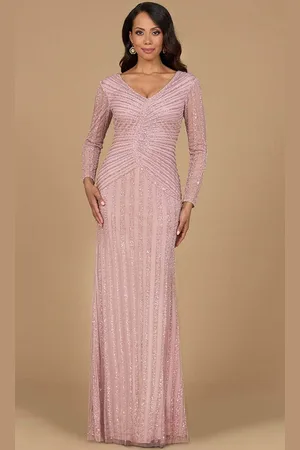 Lara Dresses 28953 - Linear Beaded Long Sleeve Formal Dress