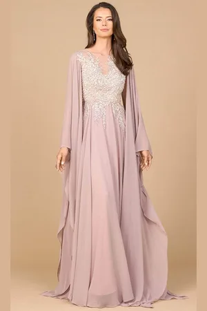 Lara Dresses 28968 - Cape Sleeve Beaded Embroidered Evening Dress