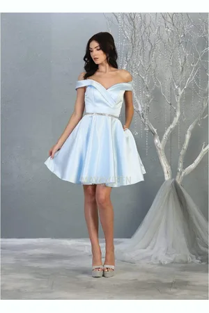 May Queen MQ1815 Off Shoulder Satin cocktail Dress