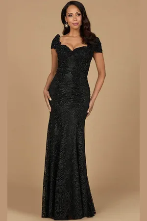 Lara Dresses 28980 - Cap Sleeve Beaded Lace Formal Dress