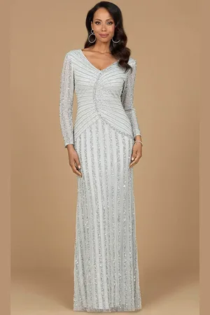 Lara Dresses 28953 - Linear Beaded Long Sleeve Formal Dress