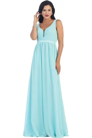 May Queen MQ1225 Sleeveless Illusion Plunging A-Line Gown