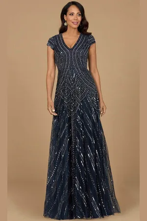 Lara Dresses 28952 - Beaded Cap Sleeve Evening Gown
