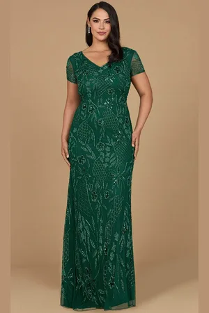 Lara Dresses 28972 - Floral Beaded Short Sleeve Evening Dress