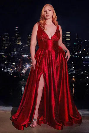 Ladivine CC2349C - Sleeveless Plunging V-Neck Prom Gown