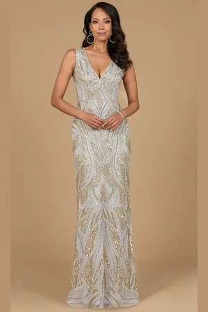 Lara Dresses 28971 - Sleeveless V-Neck Evening Gown