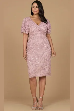Lara Dresses 28973 - Intricate Beaded Surplice V-Neck Evening Dress