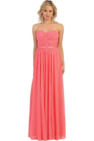 May Queen Strapless Ruched Sweetheart Chiffon Prom Dress