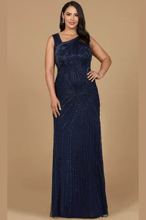 Lara Dresses 28976 - Wide Strap Beaded Asymmetric Evening Dress