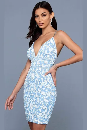 Scala Stockholm 60240 Beaded Deep Neckline Short Dress